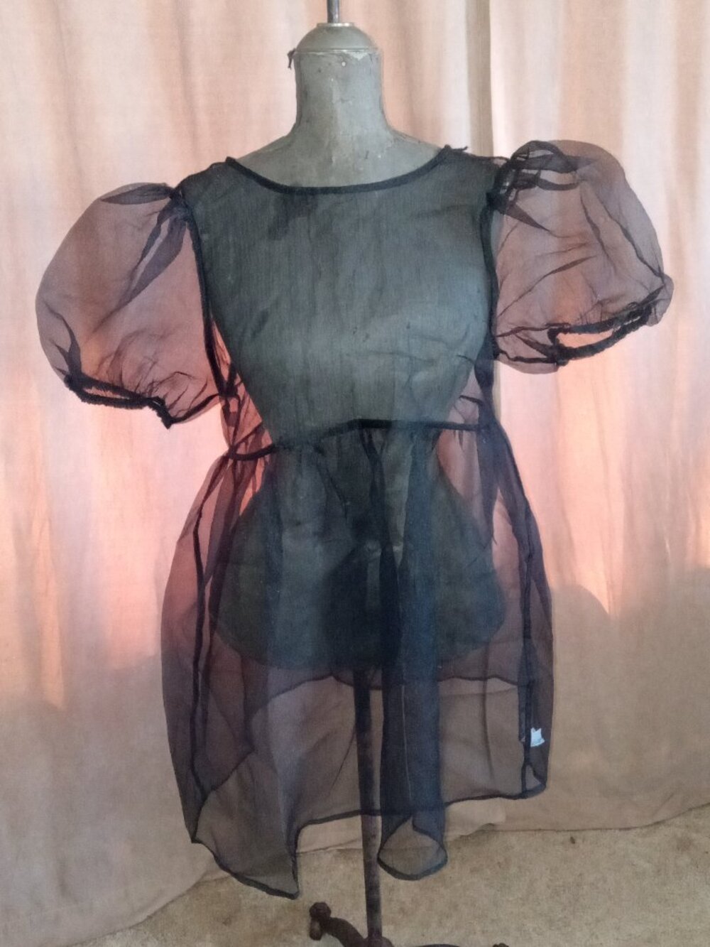 SOLD Wild Fable Sheer Organza Puff Sleeve Babydoll Dress Cyber Goth NWT Large
